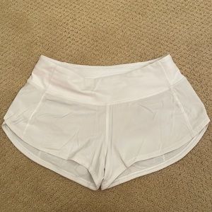 white lululemon speed up shorts